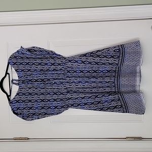 The Limited Knee-Length Navy and Blue Patterned Dress